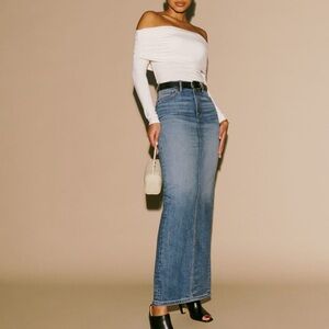 *NWT* Daria High Rise Denim Maxi Skirt (25)